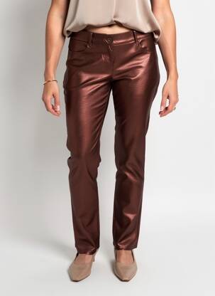 Pantalon slim mărime normală mărime normală maro GEVANA femeie
