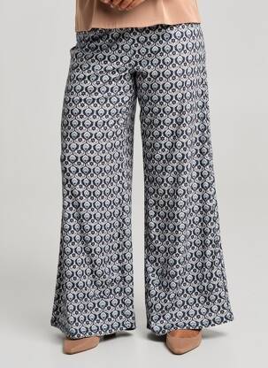 Pantalon larg croială fluidă mărime normală albastru GEVANA femeie