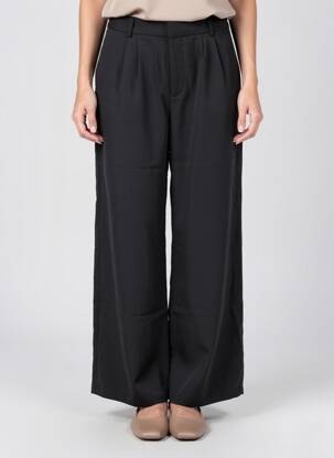 Pantalon larg țesătură crep talie înaltă negru JCL femeie