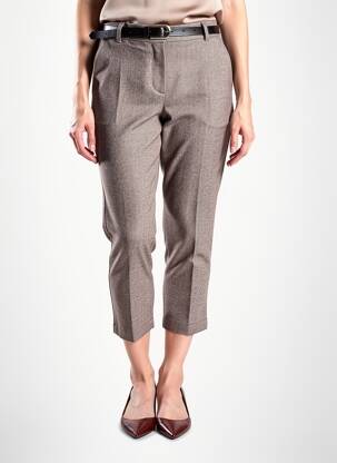 Pantalon 7/8 talie cu cleme mărime normală maro MODA femeie