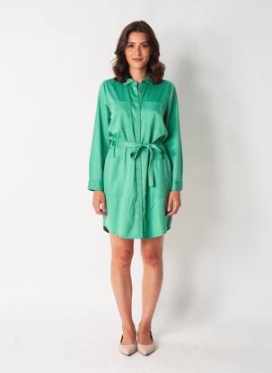Rochie scurtă mâneci lungi mâneci lungi verde SUN VALLEY femeie