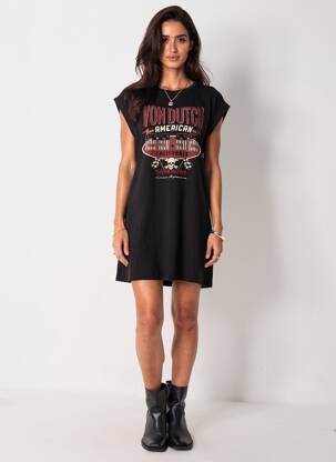 Rochie scurtă mâneci scurte mâneci scurte negru VON DUTCH femeie