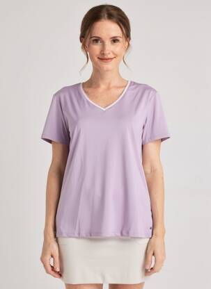 Tricou guler în v mâneci scurte violet LUTHA femeie
