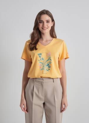 Tricou guler în v mâneci scurte portocalie MC KINLEY femeie