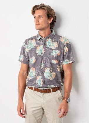 Cămașă cu mâneci scurte imprimeu tie and dye gri RIP CURL bărbat