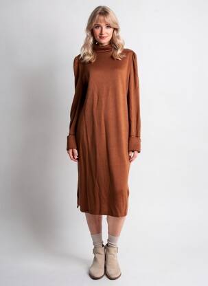 Rochie pulover elasticitate mâneci lungi maro DIVILUNE femeie