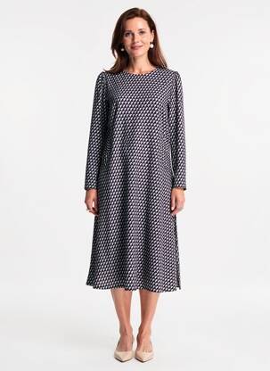 Rochie midi imprimeu fantezie mâneci lungi negru GEVANA femeie