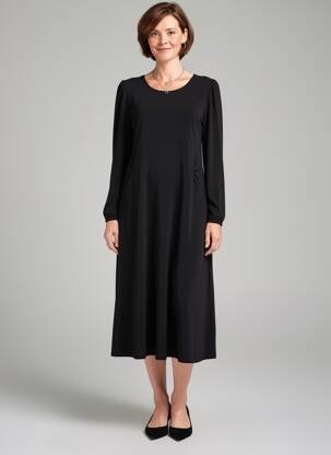 Rochie midi mâneci lungi mâneci lungi negru GEVANA femeie