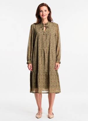 Rochie midi croială fluidă mâneci lungi verde GEVANA femeie