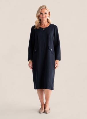 Rochie midi mâneci lungi mâneci lungi albastru GEVANA femeie