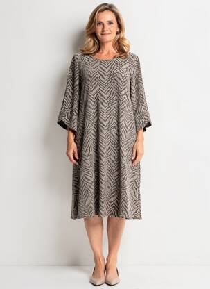 Rochie midi croială fluidă mâneci 3/4 argintiu GEVANA femeie