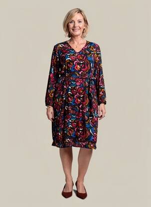 Rochie midi mâneci 3/4 mâneci 3/4 negru GEVANA femeie