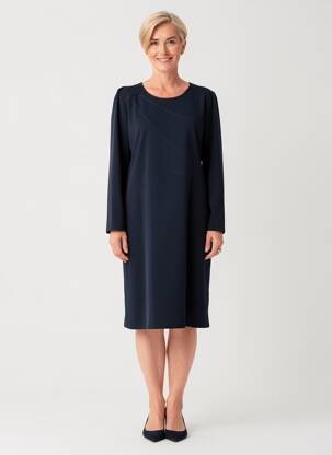 Rochie midi țesătură crep mâneci lungi albastru GEVANA femeie