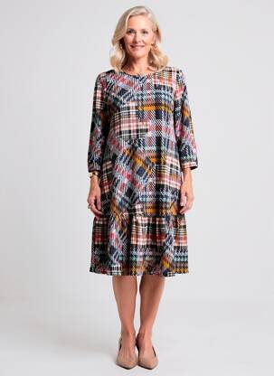 Rochie midi mâneci 3/4 mâneci 3/4 negru GEVANA femeie