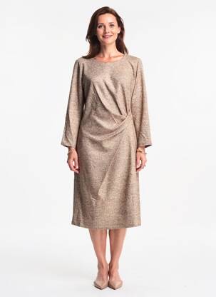 Rochie midi mâneci lungi mâneci lungi bej GEVANA femeie
