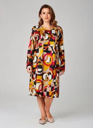 Rochie midi mâneci lungi mâneci lungi galben GEVANA femeie