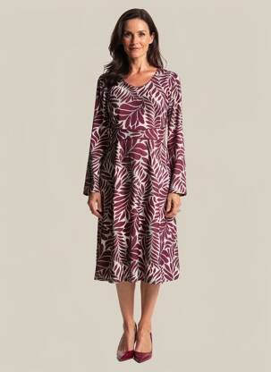 Rochie midi mâneci lungi mâneci lungi violet GEVANA femeie