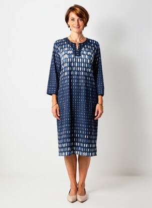 Rochie midi mâneci 3/4 mâneci 3/4 albastru GEVANA femeie
