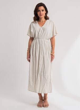 Rochie lungă mâneci scurte mâneci scurte alb HOD femeie