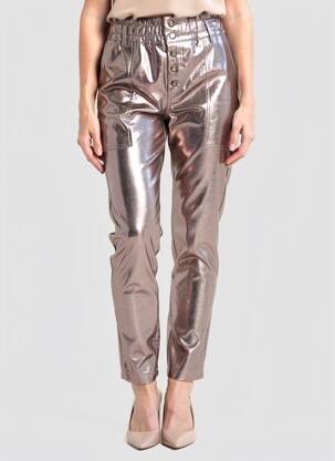 Pantalon slim talie înaltă talie înaltă argintiu HOD femeie