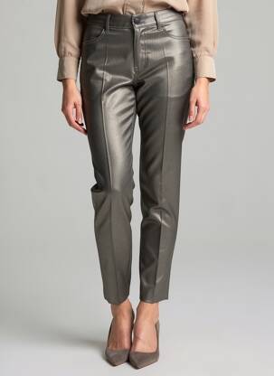 Pantalon slim țesătură acoperită mărime normală gri FIVE femeie
