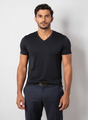 Tricou croială cambrată mâneci scurte negru EMINENCE bărbat