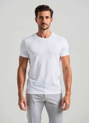 Tricou croială cambrată mâneci scurte alb HOM bărbat