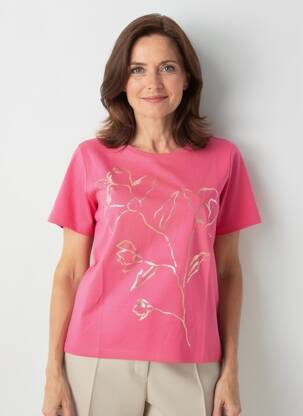 Tricou serigrafie mâneci scurte roz GEVANA femeie