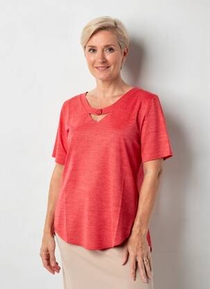 Tricou croială cambrată mâneci scurte roșu GEVANA femeie