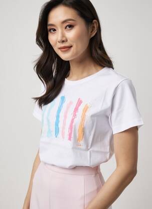 Tricou serigrafie mâneci scurte alb GEVANA femeie