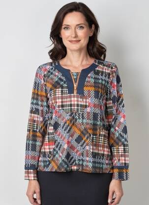 Pulover croială cambrată mâneci lungi albastru GEVANA femeie