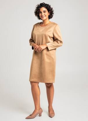 Rochie midi mâneci lungi mâneci lungi bej GEVANA femeie