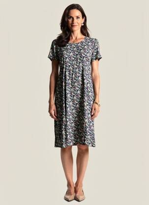Rochie midi imprimeu floral mâneci scurte albastru GEVANA femeie