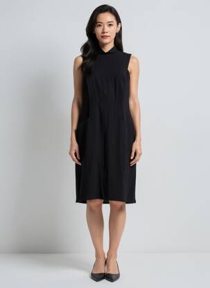 Rochie midi fără mâneci fără mâneci negru GEVANA femeie