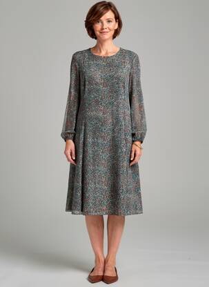 Rochie midi croială fluidă mâneci lungi negru GEVANA femeie