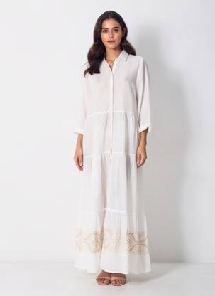Rochie lungă mâneci lungi mâneci lungi alb GAUDI femeie