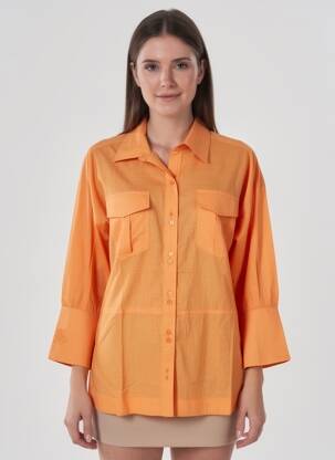 Tunică mâneci lungi guler de bluză portocalie MPC (MA PETITE CAPSULE) femeie