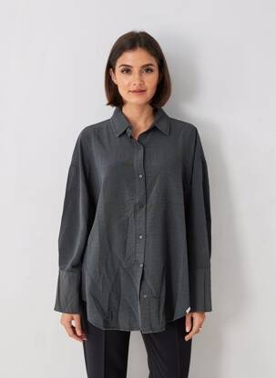 Cămașă țesătură crep mâneci lungi gri PENN & INK N.Y femeie