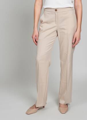 Pantalon drept țesătură poplin mărime normală bej TONI femeie