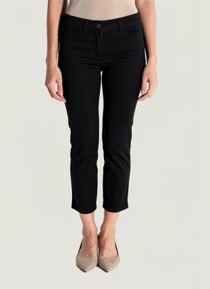 Pantalon 7/8 țesătură poplin mărime normală negru TONI femeie
