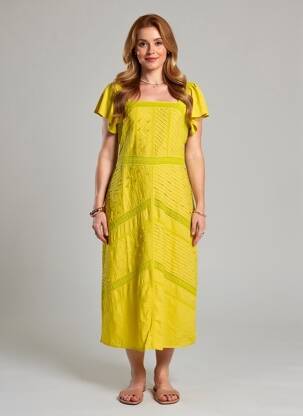Rochie lungă mâneci scurte mâneci scurte verde MD'M femeie