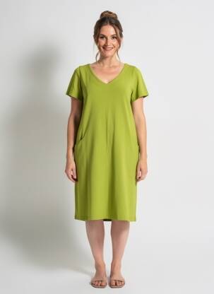 Rochie midi mâneci scurte mâneci scurte verde AGATHE & LOUISE femeie