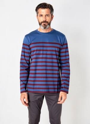 Tricou croială cambrată mâneci lungi albastru ELLE EST OU LA MER bărbat