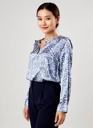 Bluză țesătură poplin mâneci lungi albastru DIANA GALLESI femeie