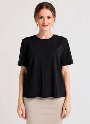 Tricou croială dreaptă mâneci scurte negru YERSE femeie