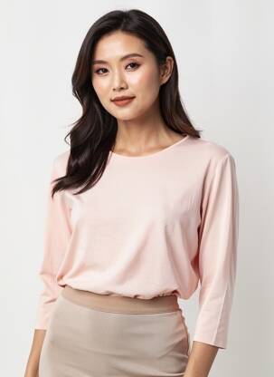 Tricou mâneci 3/4 mâneci 3/4 roz BARBARA LEBEK femeie