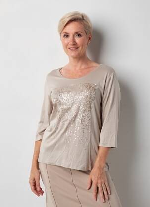 Tricou mâneci 3/4 mâneci 3/4 maro BARBARA LEBEK femeie