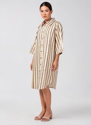 Rochie midi mâneci 3/4 mâneci 3/4 bej YERSE femeie