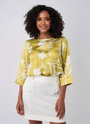Bluză imprimeu floral mâneci 3/4 verde MARIA BELLENTANI femeie