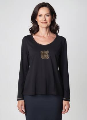 Tricou mâneci lungi mâneci lungi negru PAUSE CAFE femeie